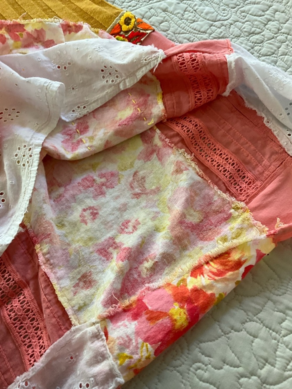 Handmade Boho Patchwork Floral Tunic Top Large - Picture 6 of 8